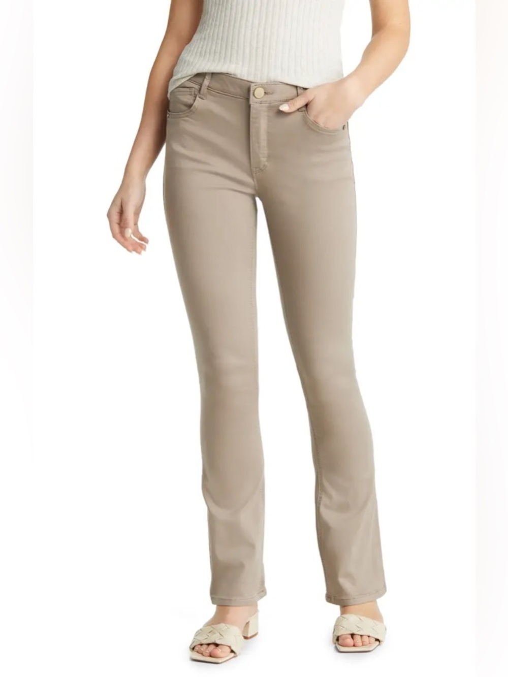 Wit & Wisdom AbSolution Bootcut Pants Size 8 High Rise Stretch Taupe